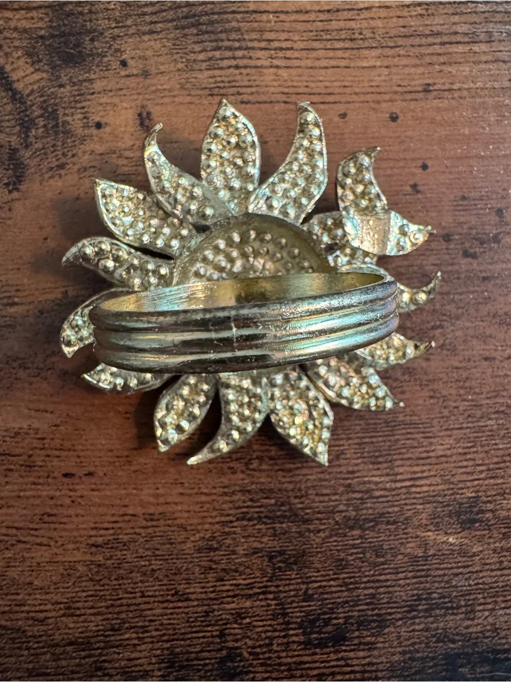 Tahari Home Sunflower Rhinestone Napkin Rings, Unboxed, Fall Thanksgiving